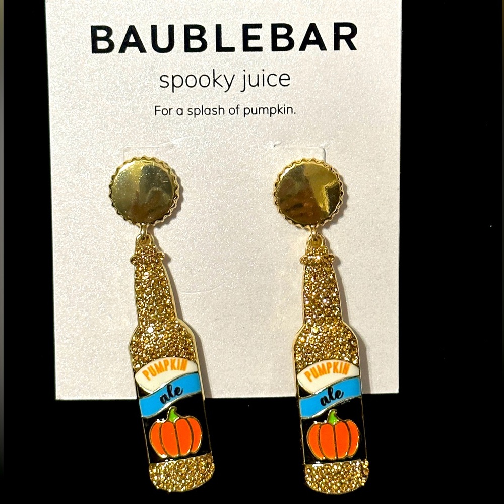 Baublebar, spooky juice, sparkling earrings, pumpkin ale -  gold tone with NWT
